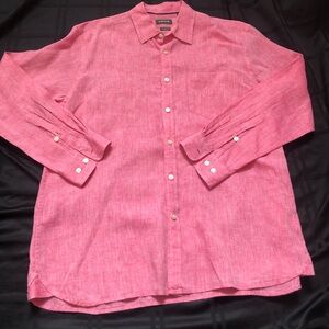 ORVIS 100% Linen Long Sleeve Button Up Shirt Mens XL Classic Fit Solid